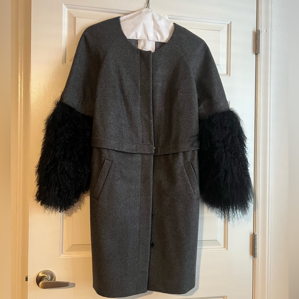 Adam Lippes convertable fur-trimmed coat